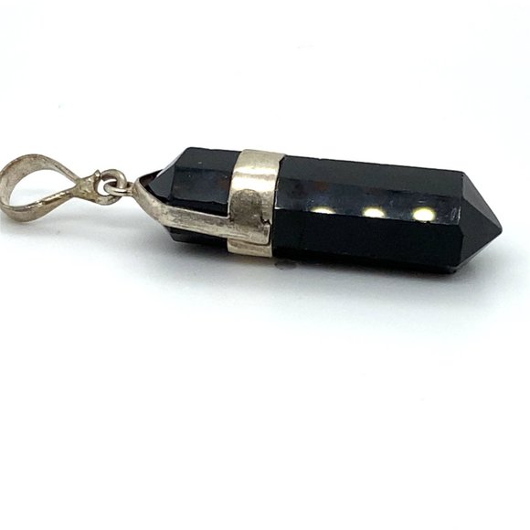Black Tourmaline 30.25ct Solid 925 Sterling Silver Pendant - Picture 5 of 6